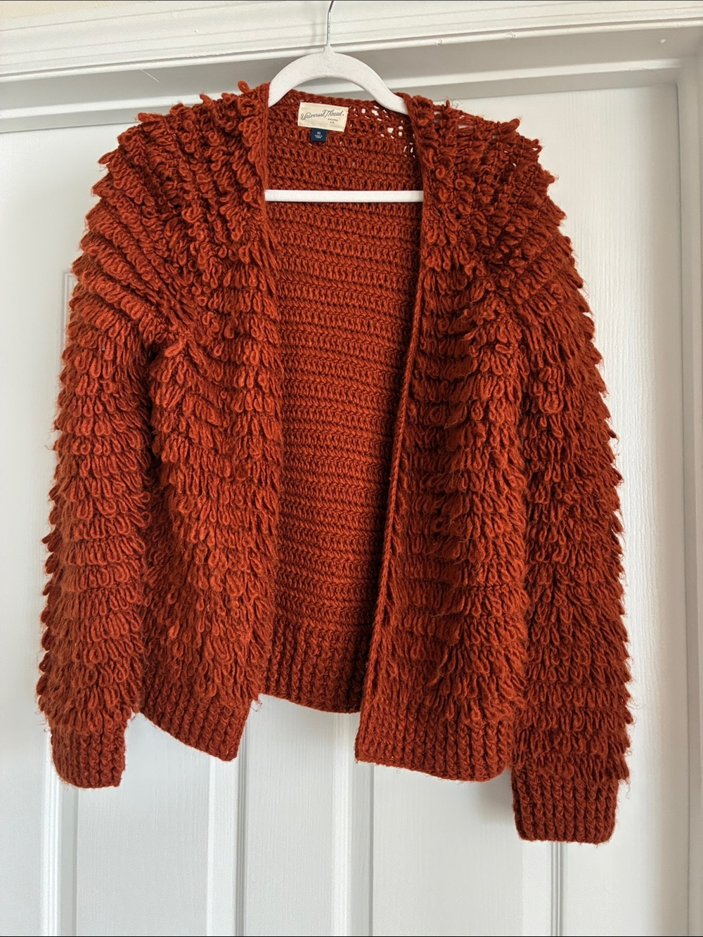 70s Vintage Revival Vibes Fall / Autumn Core Rust Cardigan Sweater Oversized - Picture 3 of 6